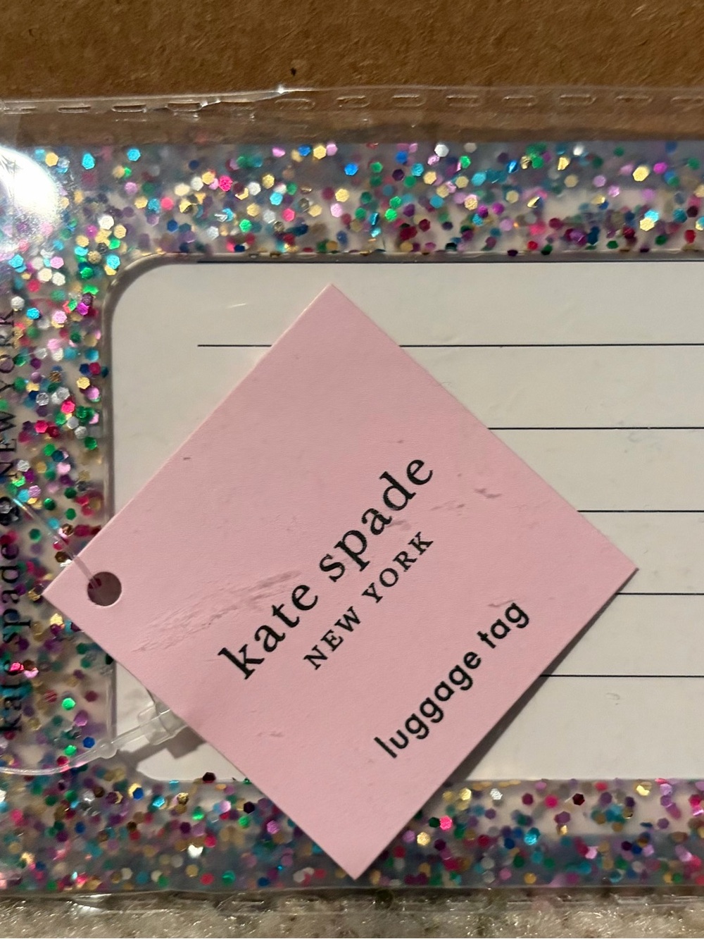 kate spade Pink Luggage Tag with Multicolor Glitter Border - Picture 2 of 3
